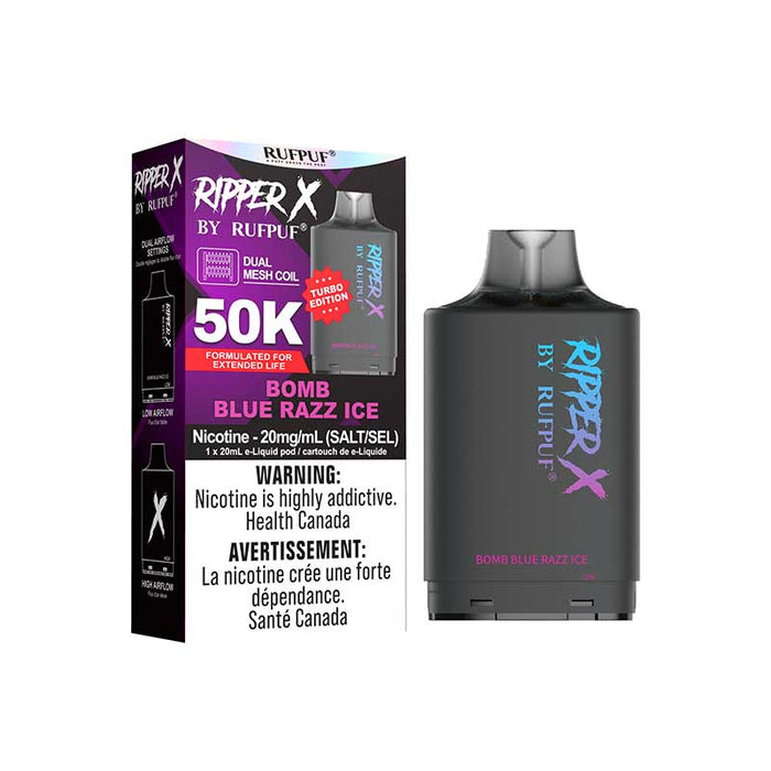 RIPPER X by RUFPUF 50K Pod - Bomb Blue Razz Ice 20mg