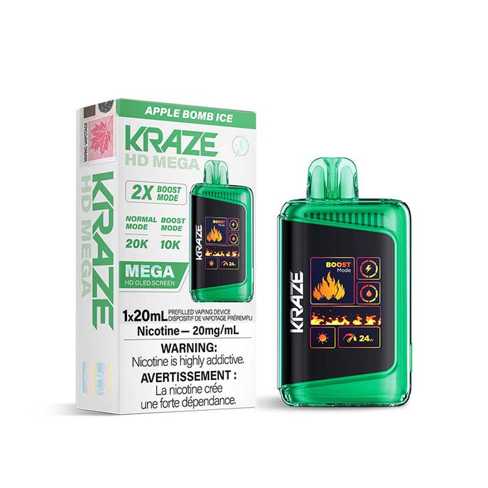 Kraze HD Mega Disposable - Apple Bomb Ice 20mg