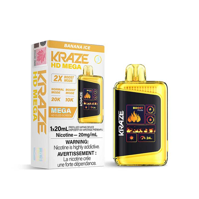 Kraze HD Mega Disposable - Banana Ice 20mg