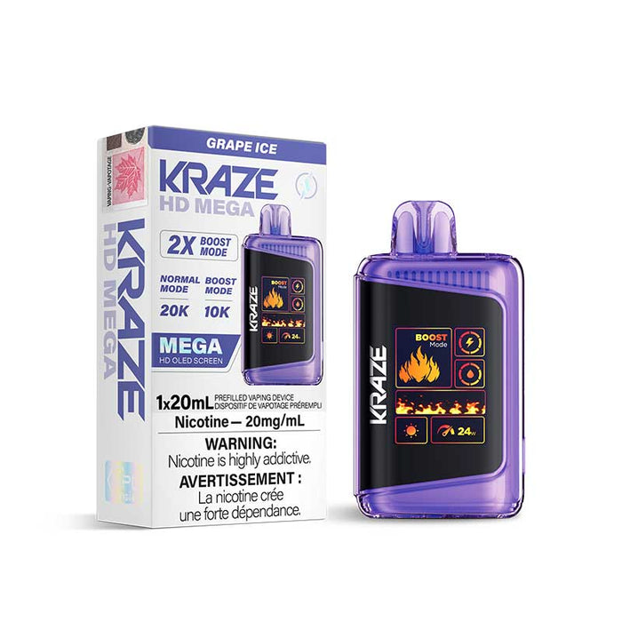 Kraze HD Mega Disposable - Grape Ice 20mg