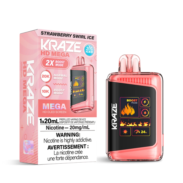 Kraze HD Mega Disposable - Strawberry Swirl Ice 20mg