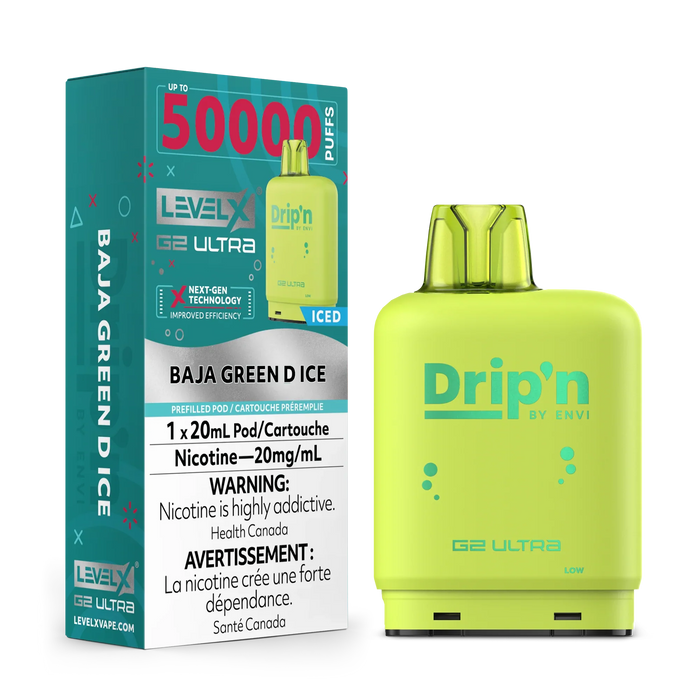 Level X Drip'n G2 Ultra Pod - Baja Green D Ice 20mg