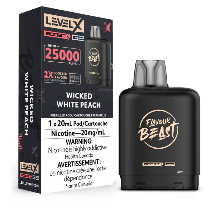 Level X Flavour Beast Boost G2 - Wicked White Peach 20mg