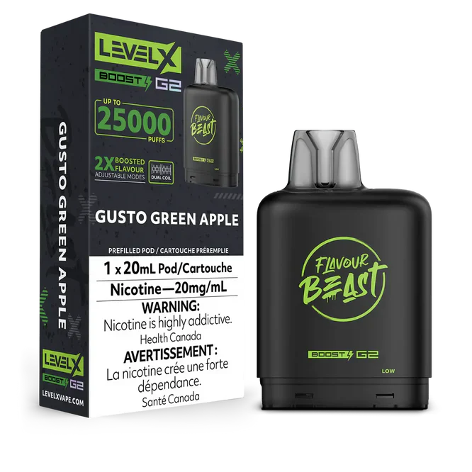 Level X Flavour Beast Boost G2 - Gusto Green Apple 20mg