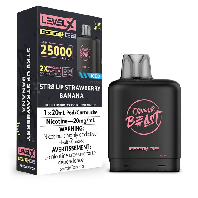 Level X Flavour Beast Boost G2 - STR8 Up Strawberry Banana 20mg