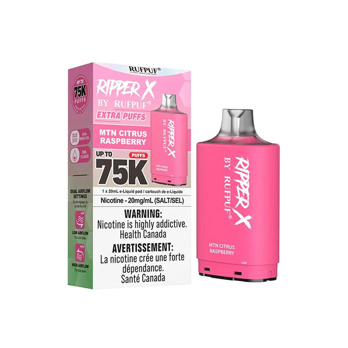 RIPPER X by RUFPUF 75K Pod - MTN Citrus Raspberry 20mg