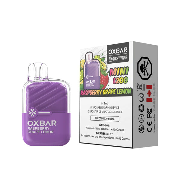 Rocky Vapor OXBAR Mini 1200 Disposable - Raspberry Grape Lemon 20mg