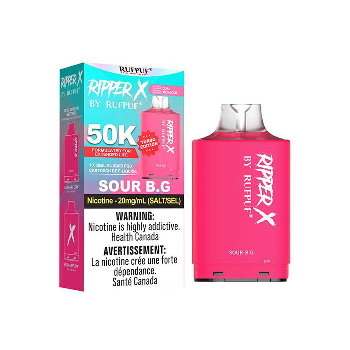 RIPPER X by RUFPUF 50K Pod - Sour B.G. 20mg