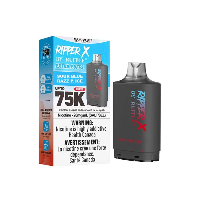 RIPPER X by RUFPUF 75K Pod - Sour Blue Razz P. Ice 20mg