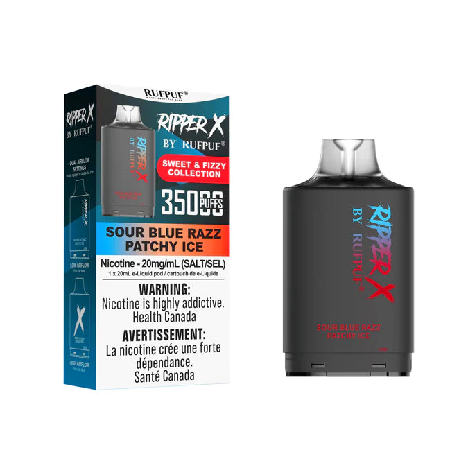 RIPPER X by RUFPUF 35K Pod - Sour Blue Razz Patchy Ice 20mg