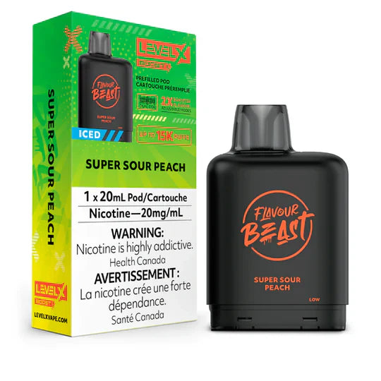 Level X Flavour Beast Boost G2 - Super Sour Peach Iced 20mg