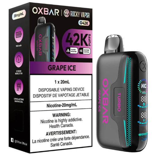 Rocky Vapor OXBAR G42K Disposable - Grape Ice 20mg