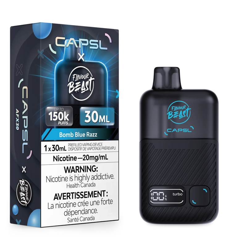 CAPSL AFX30 150K Disposable - Bomb Blue Razz 20mg