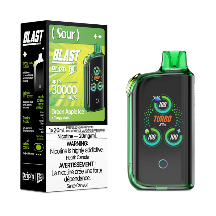 Drip'n by ENVI x Fasta BLAST 30K Disposable - Green Apple Ice (Sour) 20mg