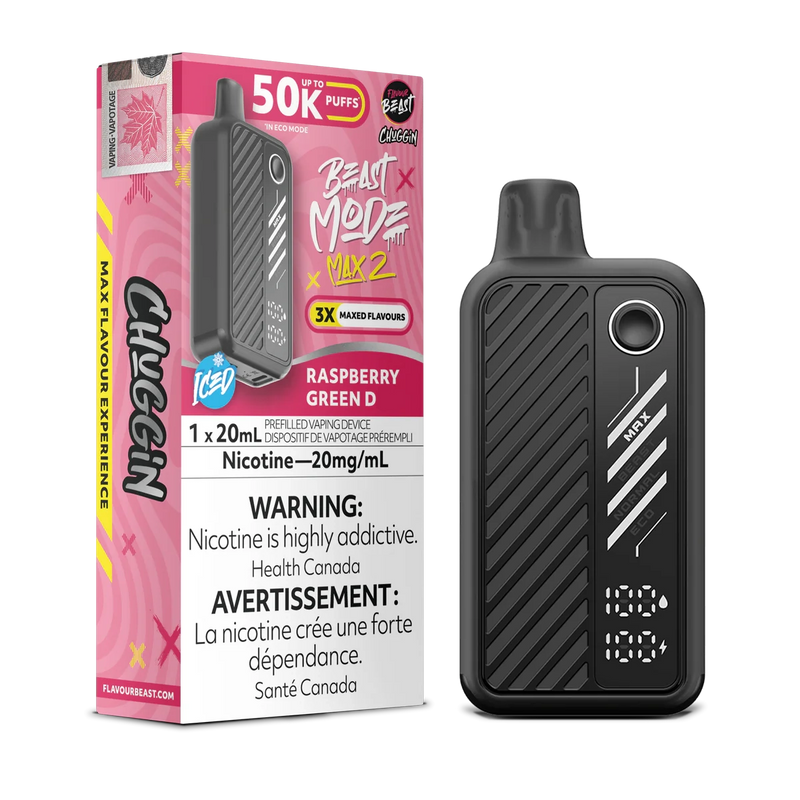 Flavour Beast Beast Mode Max 2 Disposable - Chuggin' Raspberry Green D 20mg
