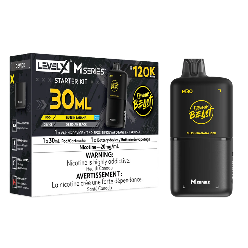 Level X M Series Flavour Beast Kit - Bussin’ Banana Iced 20mg