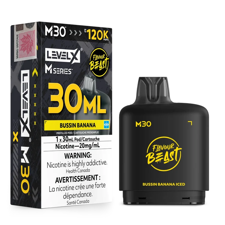 Level X M Series Flavour Beast Pod 30ml - Bussin’ Banana Iced 20mg