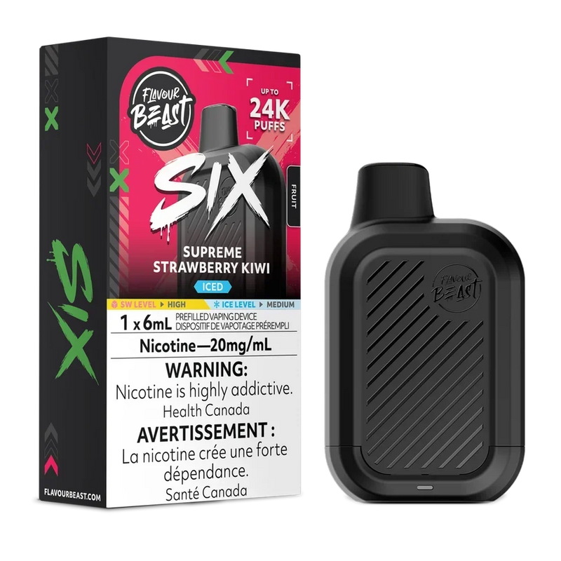 Flavour Beast Six Disposable - Supreme Strawberry Kiwi Iced 20mg