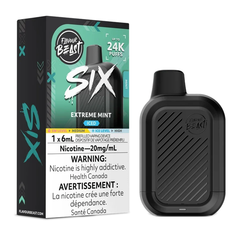 Flavour Beast Six Disposable - Extreme Mint Iced 20mg