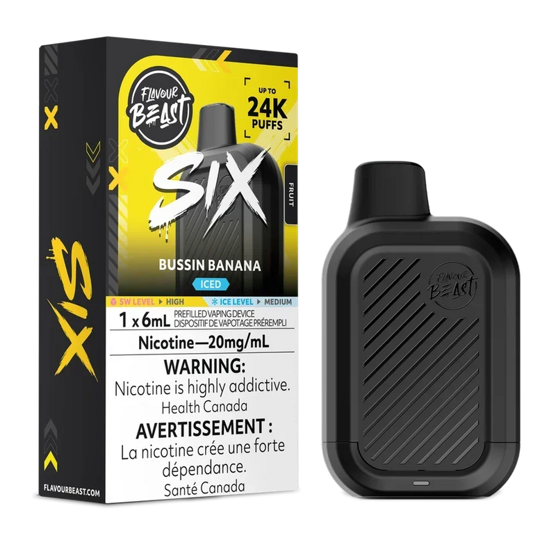 Flavour Beast Six Disposable - Bussin’ Banana Iced 20mg