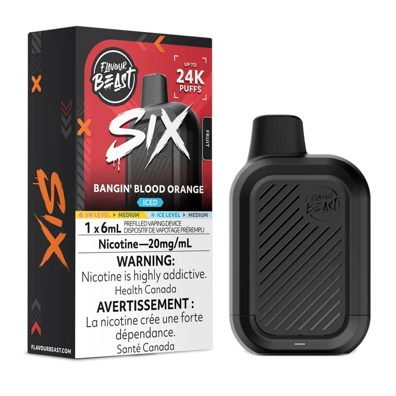 Flavour Beast Six Disposable - Bangin’ Blood Orange Iced 20mg