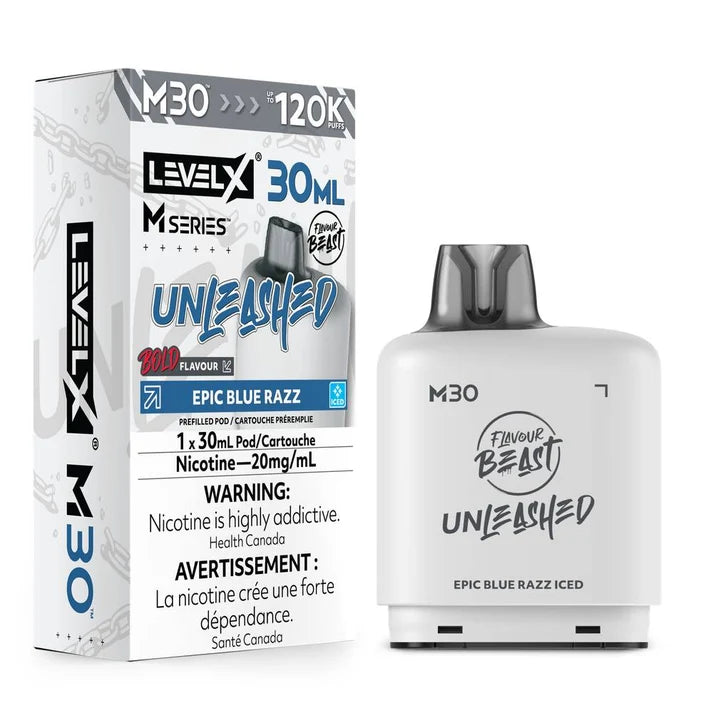 Level X M Series Flavour Beast Unleashed Pod 30ml - Epic Blue Razz Iced 20mg