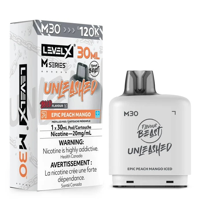 Level X M Series Flavour Beast Unleashed Pod 30ml - Epic Peach Mango Iced 20mg