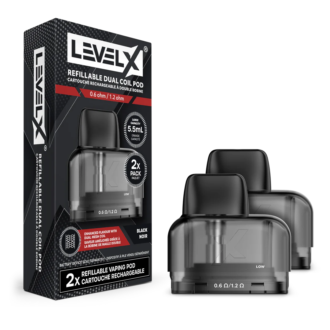 Level X Refillable Dual Coil Pod 5.5ml 0.6/1.2ohm - 2 Pack — Fat Panda ...