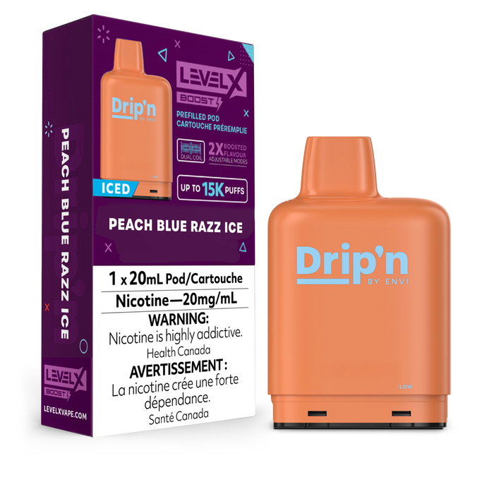 Level X Drip'n Boost Pod - Peach Blue Razz Ice 20mg