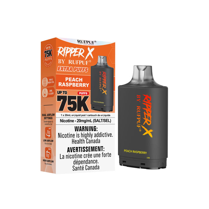 RIPPER X by RUFPUF 75K Pod - Peach Raspberry 20mg