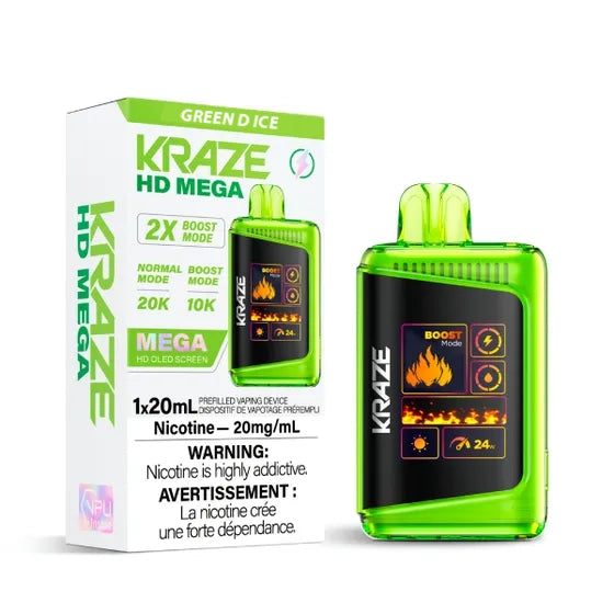Kraze HD Mega Disposable - Green D Ice 20mg